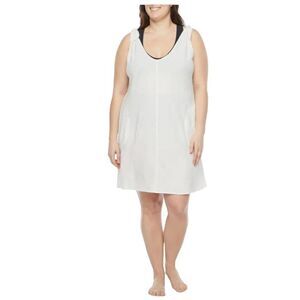 Peyton & Parker Waves linen blend White Dress Swimsuit Cover-Up Plus Size 1X